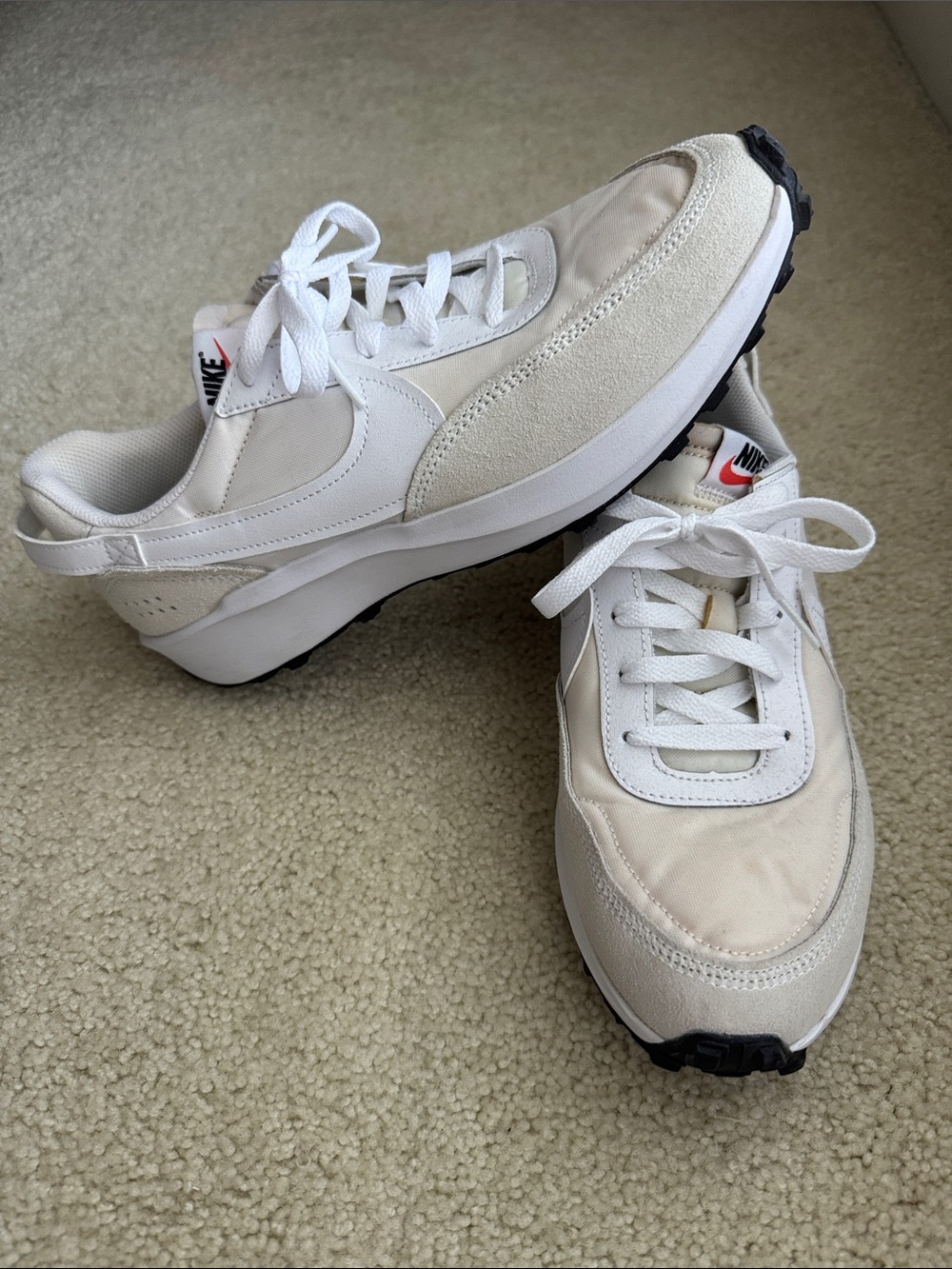 Nike Men’s White and Cream Retro-Style Sneakers